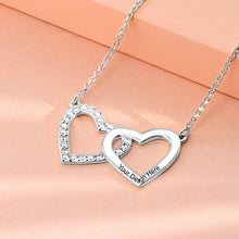 Charger l&#39;image dans la galerie, Collier Diamant Coeur Deux X0093 pour femme gravure personnalisé avec prénom texte
