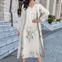 Charger l&#39;image dans la galerie, Robe sans manche fluide cardigan long / Ensemble robe femme STZ personnalisé avec photo logo texte motif (impression d&#39;image unique)
