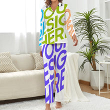 Charger l&#39;image dans la galerie, Ensemble pyjama femme 2 pièces homewear DTZREV1 en satin personnalisée avec prénom motif texte (conception multi-images)
