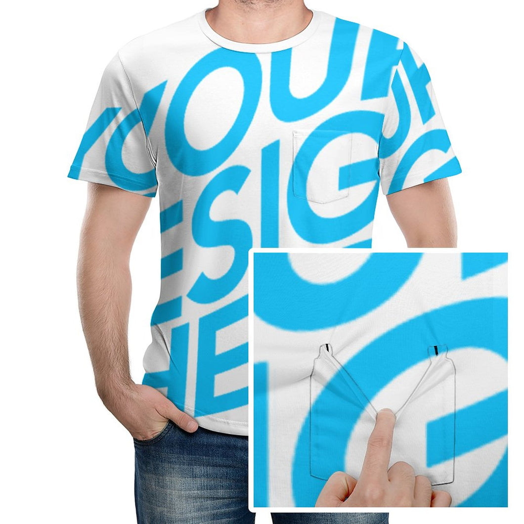 Impression d’image unique T-shirt manches courtes et col rond pour homme avec poche NTREV2 personnalisé avec photo logo texte motif