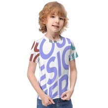 Charger l&#39;image dans la galerie, T-shirt manches courtes enfant garçon ET023 personnalisé avec photo texte logo (conception multi-images)
