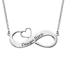 Charger l&#39;image dans la galerie, Collier avec Symbole Infini et Coeur Argent / Cuivre pour Femme X0077 Gravure Personnalisé avec Prénom Texte
