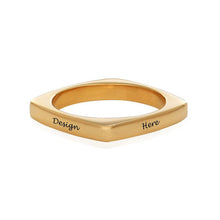 Charger l&#39;image dans la galerie, Bague carrée &quot;Square Ring&quot; en argent sterling 925 pour femmes hommes J0014 personnalisée gravée avec prénom texte lettres
