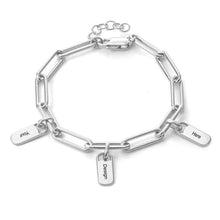 Charger l&#39;image dans la galerie, Trombone Bracelet S0017 pour femme / homme gravé personnalisé avec texte prénom
