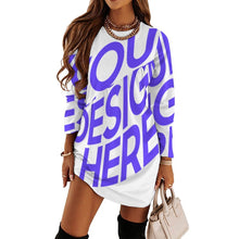 Charger l&#39;image dans la galerie, Robe à manches longues pour femmes F72Q style épissage décontracté personnalisé avec photo texte prénom (conception une image)
