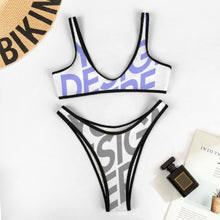 Charger l&#39;image dans la galerie, Maillot de bain bikini triangle 2 pièces sexy femme personnalisé avec photo logo texte (conception multi-images)
