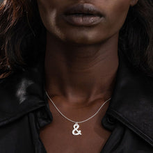 Charger l&#39;image dans la galerie, Collier symbole avec zircone en argent sterling 925 plaqué or / or rose X0007 gravure personnalisé avec prénom texte

