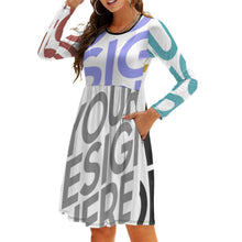 Charger l&#39;image dans la galerie, Robe élégante en jersey pour femme à manches longues NZ036 personnalisée avec texte motif photo (conception multi-images)
