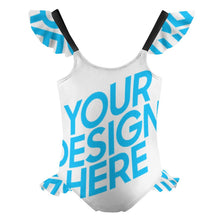 Charger l&#39;image dans la galerie, Maillot de bain une pièce fille à volants NT040 personnalisé et design avec vos motifs photos ou votre prénom

