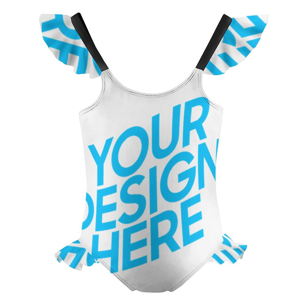 Maillot de bain une pièce fille à volants NT040 personnalisé et design avec vos motifs photos ou votre prénom