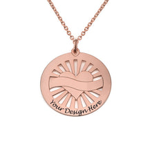 Charger l&#39;image dans la galerie, Collier Pendentif Rond Coeur Gravé X0082 pour femme gravure personnalisé avec texte / prénom

