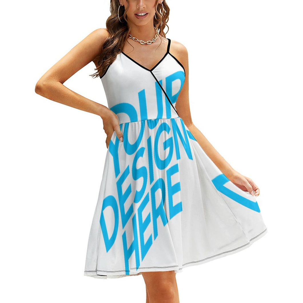 Robe décolleté en V à volants design et personnalisée avec photo motif texte (impression d'image unique)