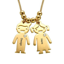 Charger l&#39;image dans la galerie, Mère Collier avec pendentifs de enfants X0008 gravure personnalisé avec prénom texte
