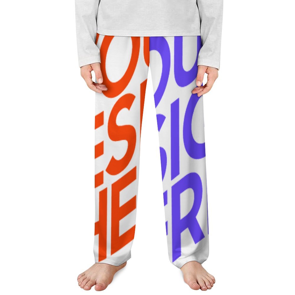 Pantalon de pyjama droit unisexe enfant D31P personnalisée avec prénom motif texte (conception multi-images)