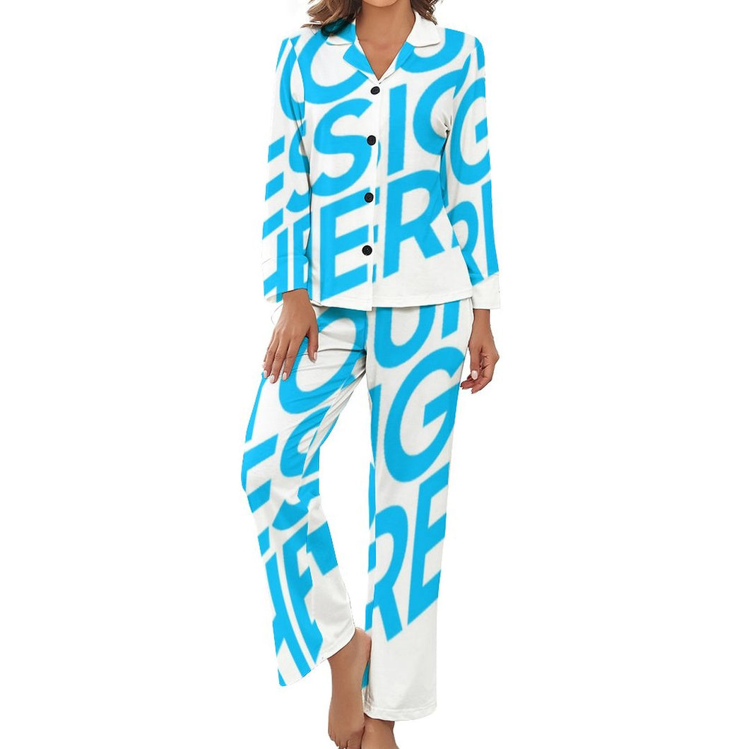 Ensemble pyjama 2 pièces à manches longues femmes DTZ personnalisé avec photo logo motif texte Impression d'image unique
