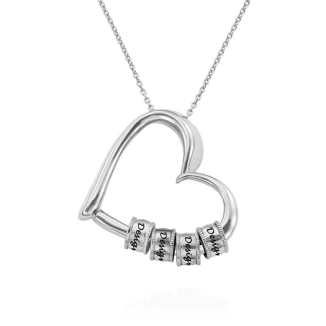 Collier coeur diamant femme design unique X0002 gravure personnalisé avec texte prénom