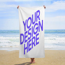 Charger l&#39;image dans la galerie, Serviette de plage grande taille en velours double face 160 x 80 cm personnalisé avec photo texte prénom
