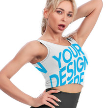 Charger l&#39;image dans la galerie, Haut de sport fitness court sans couture femme YJ031 personnalisé avec image logo motif texte
