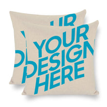 Charger l&#39;image dans la galerie, Taies d&#39;oreiller / Housses de coussin en lin 25cmx25cm (impression recto) personnalisée avec photo motif logo texte
