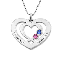 Charger l&#39;image dans la galerie, Collier Coeur argent sterling 925 avec gemme pour femme X0087 gravure personnalisé avec nom du texte
