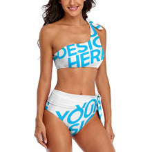 Charger l&#39;image dans la galerie, Bikini à sangle unique / épaule dénudée taille haute BK2119 sexy femme personnalisé avec photo motif logo texte
