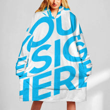Charger l&#39;image dans la galerie, Couverture portable pull couverture en peluche sweat à capuche pour femmes personnalisé avec photo motif texte (conception une image)
