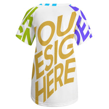 Charger l&#39;image dans la galerie, Impression multi-images pour femmes T-shirt robe longue col rond surdimensionné Oversize AQT personnaliser avec photos motif texte logo

