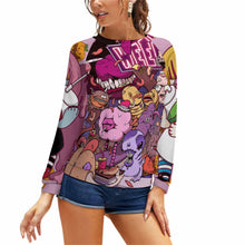 Charger l&#39;image dans la galerie, Sweatshirt col rond  femme / Sweat manche raglan RHDEC2 personnalisé avec photo logo texte motif
