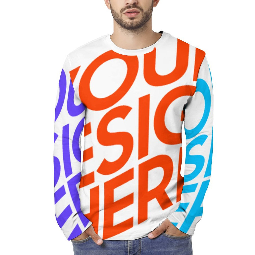 T-shirt à manches longues Homme Fashion personnalisé avec photo logo texte motif (Impression des multi-images)