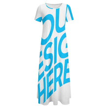 Charger l&#39;image dans la galerie, Robe chic longue manches courtes col rond grande taille femme B523 personnalisée avec photo logo texte motif (impression d&#39;image unique)
