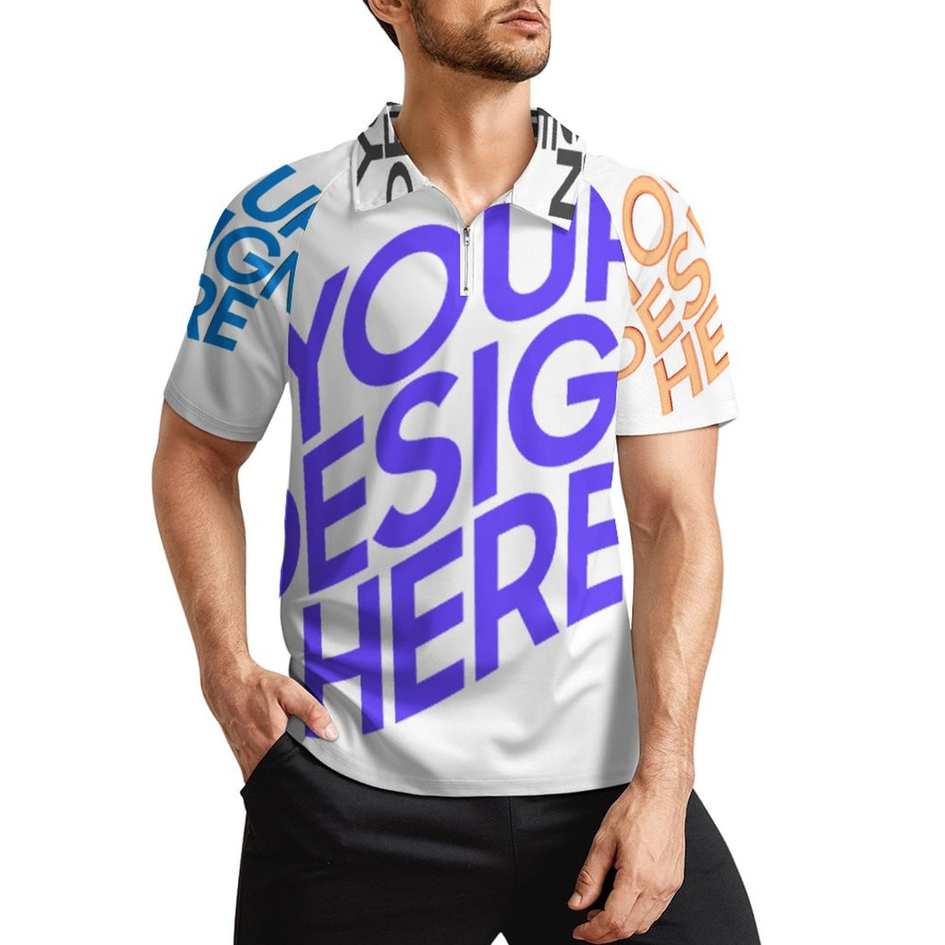 Polo chemise fonctionnelle homme manches courtes sport ultra-léger avec zip LTPL20 personnalisé avec texte motif photo (conception multi-images)