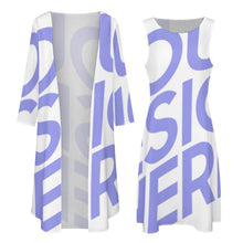 Charger l&#39;image dans la galerie, Robe sans manche fluide cardigan long / Ensemble robe femme STZ personnalisé avec photo logo texte motif (impression d&#39;image unique)
