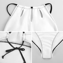 Charger l&#39;image dans la galerie, Maillot de bain une pièce à lacets et col licou pour femme personnalisé avec photo motif texte (conception une image)
