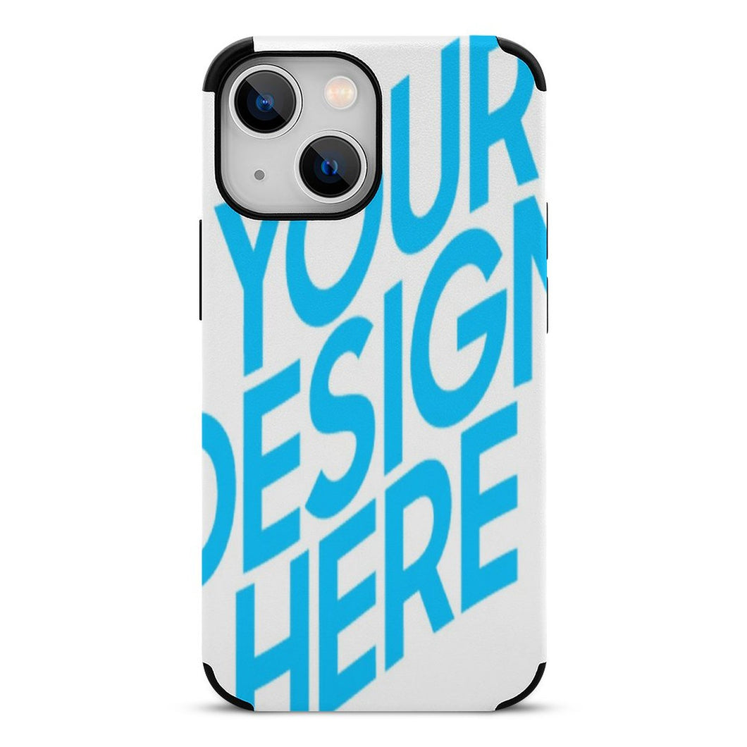 Coque de téléphone en cuir fibre Série IPhone 13 impression personnalisé avec motif photo logo texte