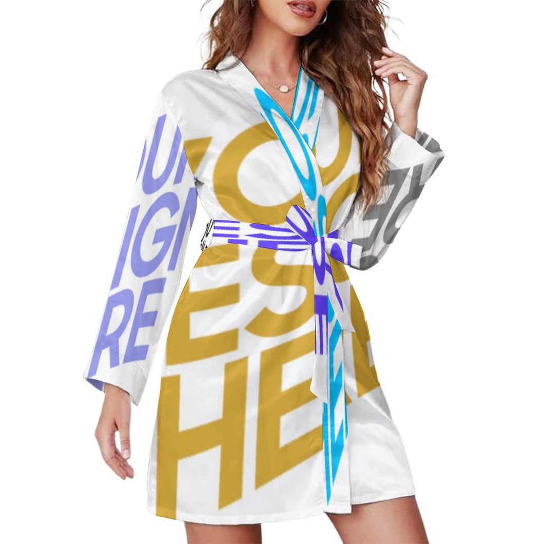Pyjama robe de chambre à manches longues avec ceinture personnalisé avec photo texte (conception d'images multiples)