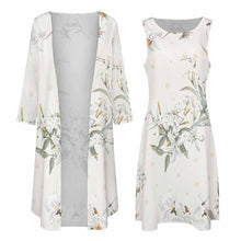 Charger l&#39;image dans la galerie, Robe sans manche fluide cardigan long / Ensemble robe femme STZ personnalisé avec photo logo texte motif (impression d&#39;image unique)

