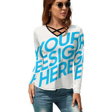 Charger l&#39;image dans la galerie, T-shirt à manches longues et col en V pour femme NZ118 personnalisez le design avec vos photos/photos ou votre nom
