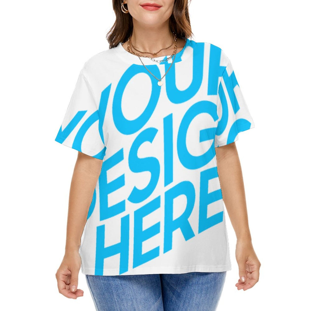 T-shirt en col rond grande taille ample moderne chic original femme A562 impression personnalisé avec photo logo motif texte