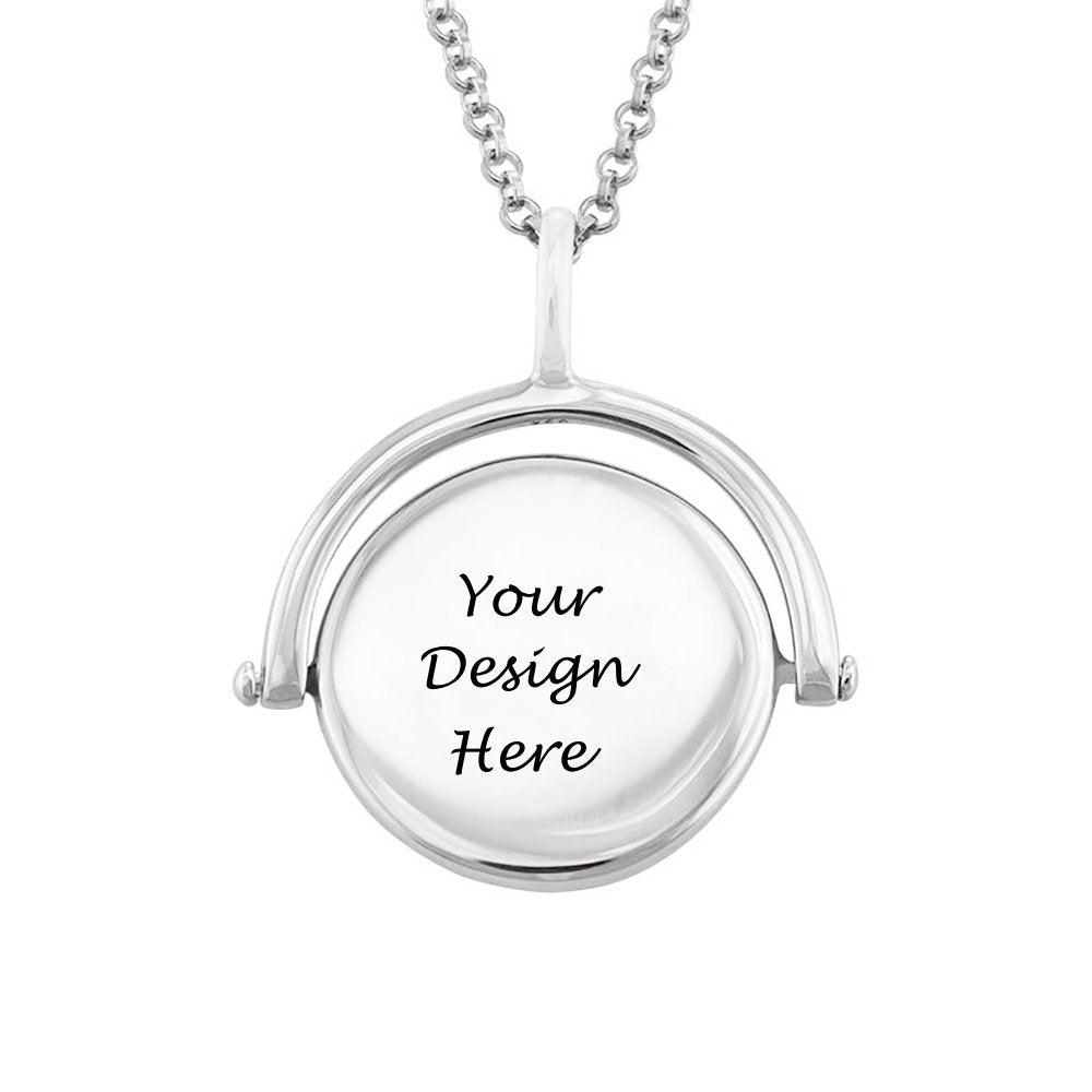 Collier Tournant Gravé X0067 en argent sterling 925 pour femme gravure personnalisé avec nom texte