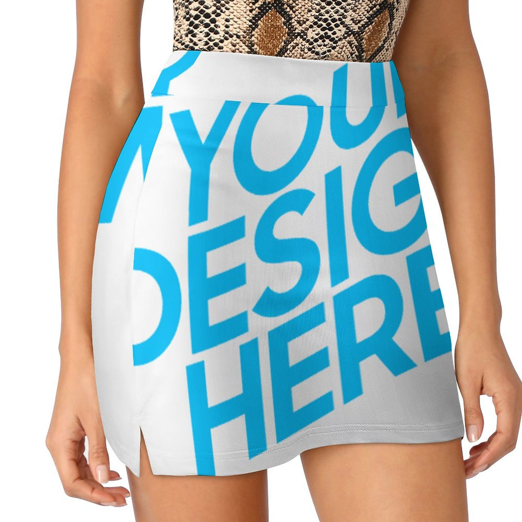 Mini-jupe short jupe droite avec fente latérale femme grande taille AMQ personnalisée avec motif photo logo texte (impression d'image unique)