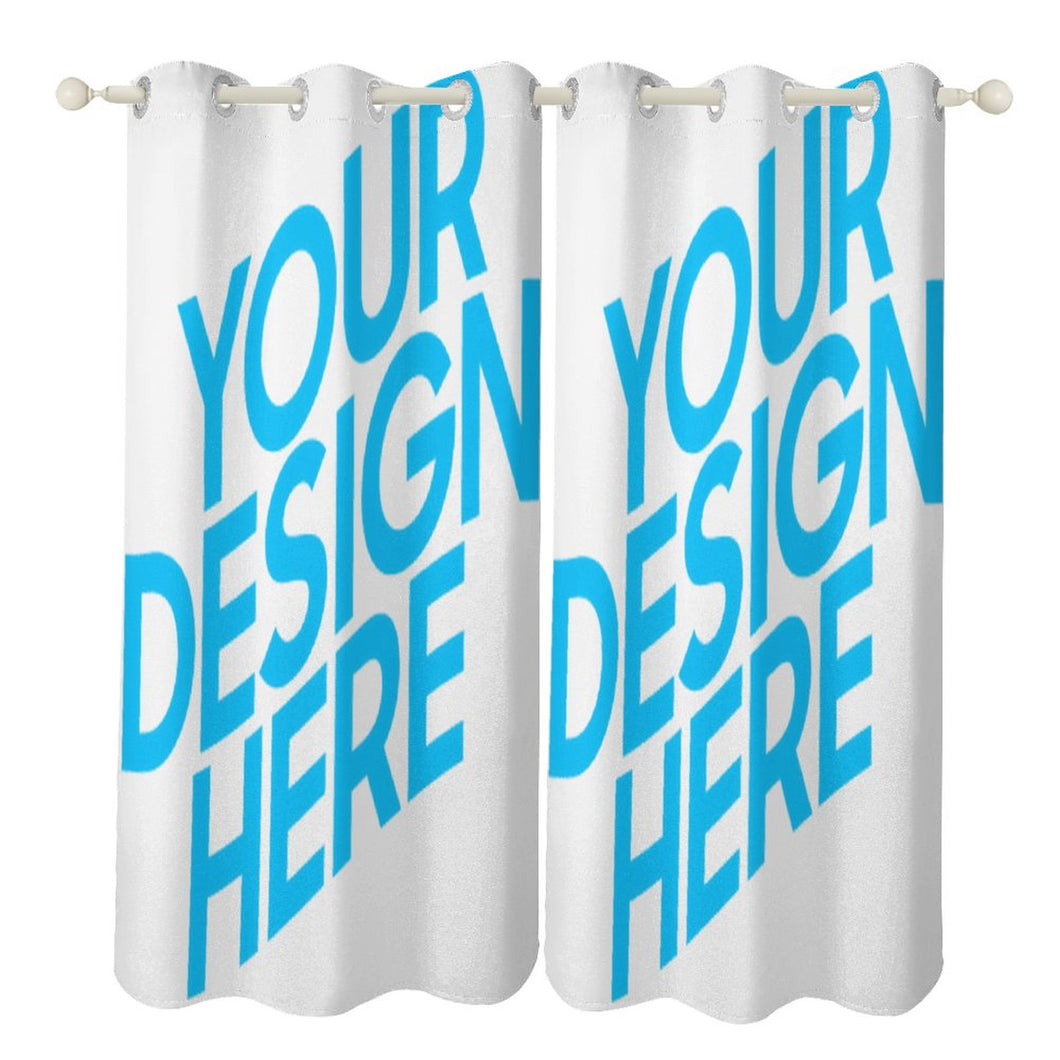 Rideau perforé en tissu (deux pièces sont identiques) personnalisé avec photo logo texte motif