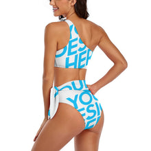 Charger l&#39;image dans la galerie, Bikini à sangle unique / épaule dénudée taille haute BK2119 sexy femme personnalisé avec photo motif logo texte
