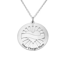 Charger l&#39;image dans la galerie, Collier Pendentif Rond Coeur Gravé X0082 pour femme gravure personnalisé avec texte / prénom
