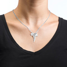 Charger l&#39;image dans la galerie, Collier aile d&#39;ange coeur disque en argent sterling 925 / cuivre X0027 gravure personnalisé avec prénom texte
