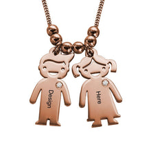 Charger l&#39;image dans la galerie, Mère Collier avec pendentifs de enfants X0008 gravure personnalisé avec prénom texte
