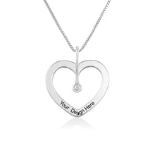 Charger l&#39;image dans la galerie, Collier Coeur Amour X0068 avec diamant en argent sterling 925 pour femme gravure personnalisé avec nom texte

