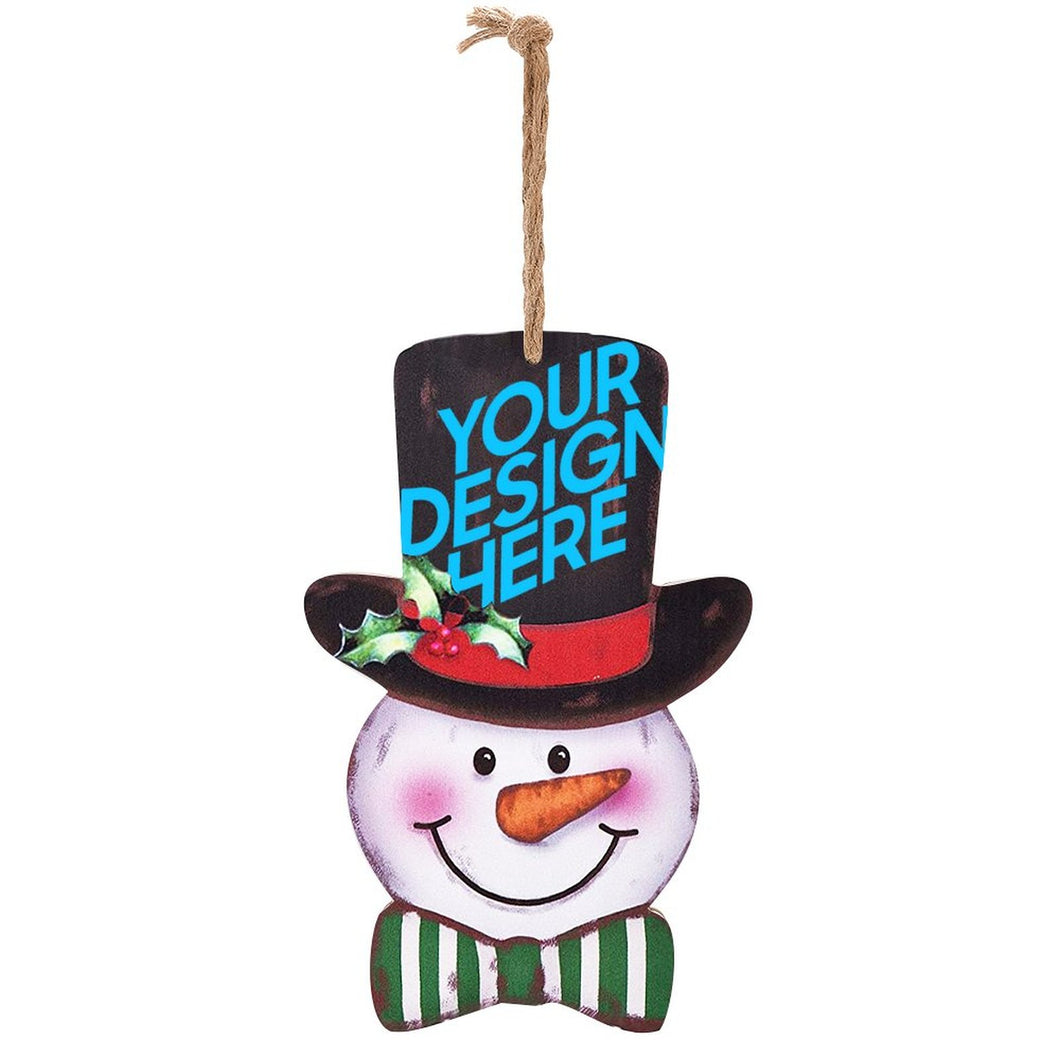 Bonhomme de Neige en planche de Bois de Noël Décoration personnalisé avec photo logo motif texte