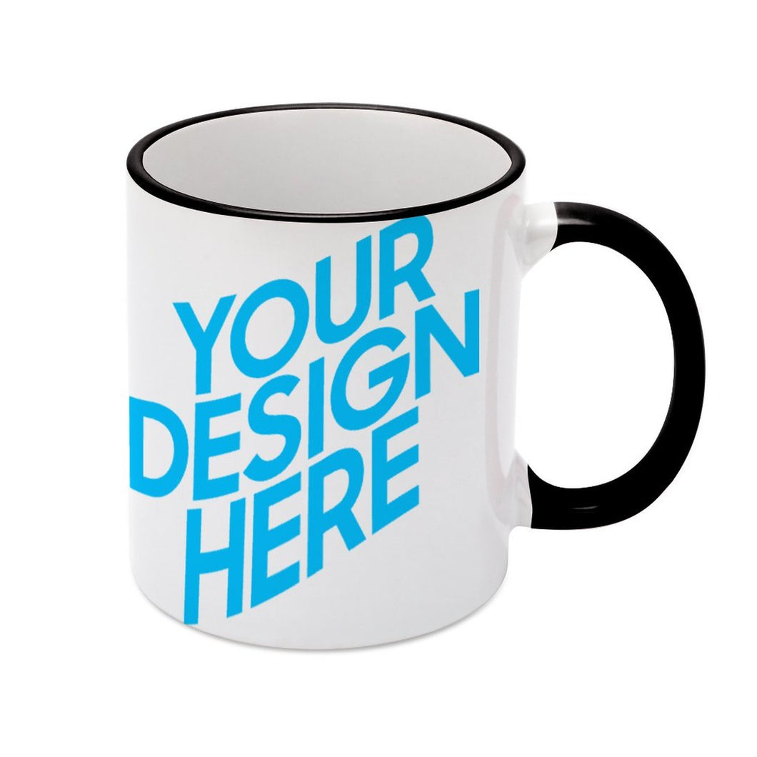 Mug / Tasse en céramique avec poignée noir personnalisé avec photo logo texte motif