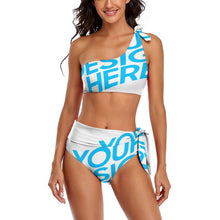 Charger l&#39;image dans la galerie, Bikini à sangle unique / épaule dénudée taille haute BK2119 sexy femme personnalisé avec photo motif logo texte
