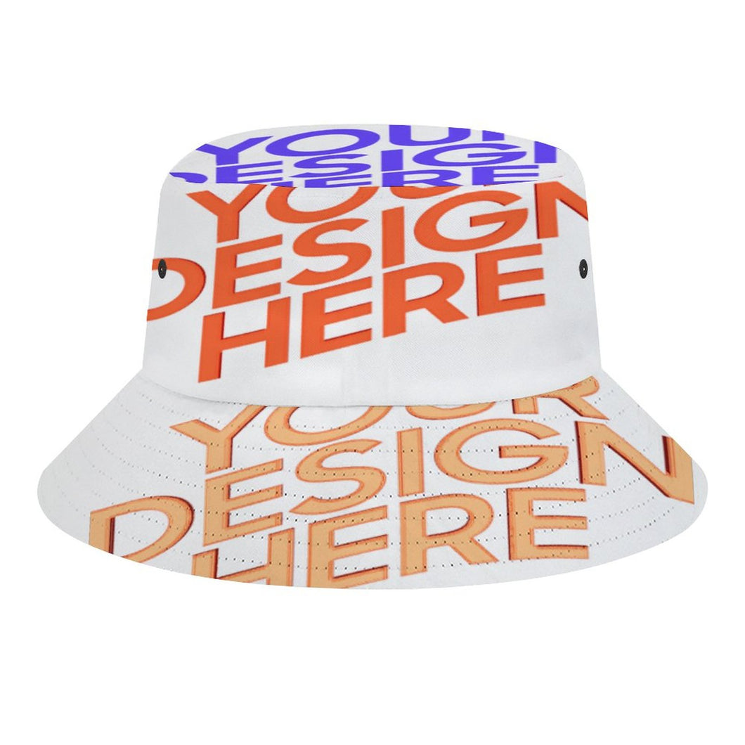 Impression des trois images chapeau de pêcheur / chapeau bob tendance réversible personnalisé avec motif logo photo texte